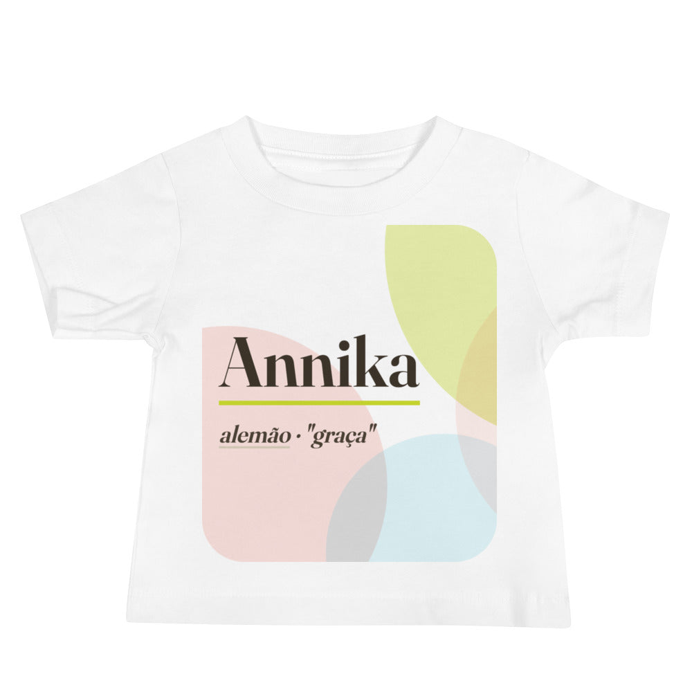 Camiseta de bebê com o nome Annika · alemão, "graça", branco, frente