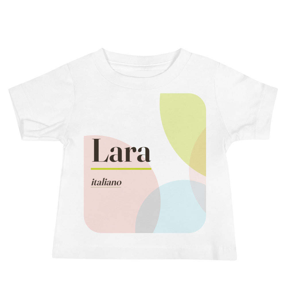 Camiseta de bebê com o nome Lara · italiano, branco, frente