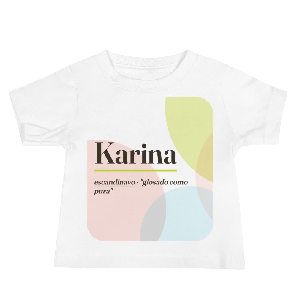Camiseta de bebé con el nombre Karina · escandinavo, tradicionalmente "glosado como pura", blanco, frente
