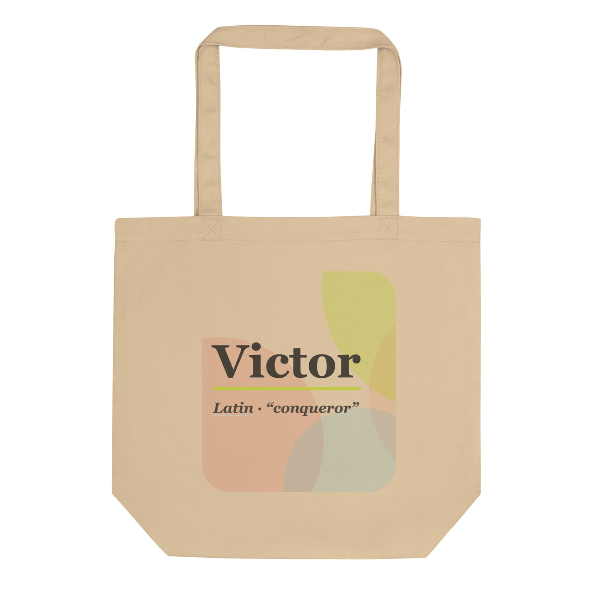 Victor name tote bag · Latin, “conqueror”, oyster, front