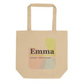 Emma name tote bag · Germanic, “whole, universal”, oyster, front