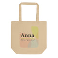 Anna name tote bag · Hebrew, “grace, favor”, oyster, front