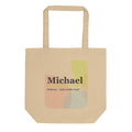Michael name tote bag · Hebrew, “who is like God”, oyster, front