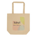 Adriel name tote bag · Hebrew, “flock of God”, oyster, front