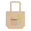 Bolsa de tela con el nombre Franco, ostra, frente