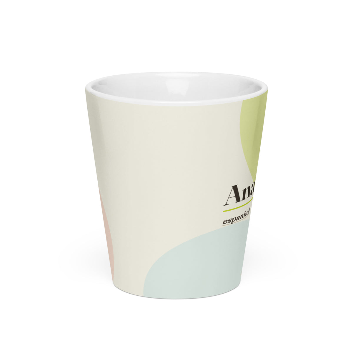 Caneca latte com o nome Ana · espanhol, branco, frente