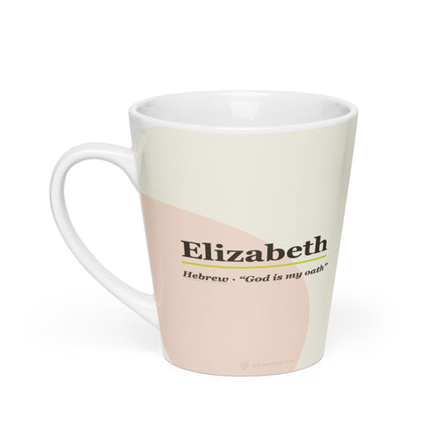 Elizabeth name latte mug · Hebrew, “God is my oath”, white, default