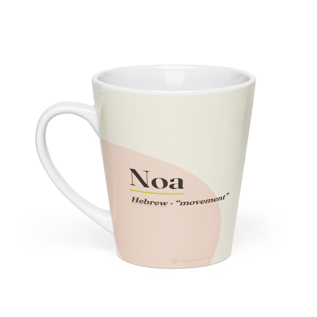 Noa name latte mug · Hebrew, “movement”, white, default