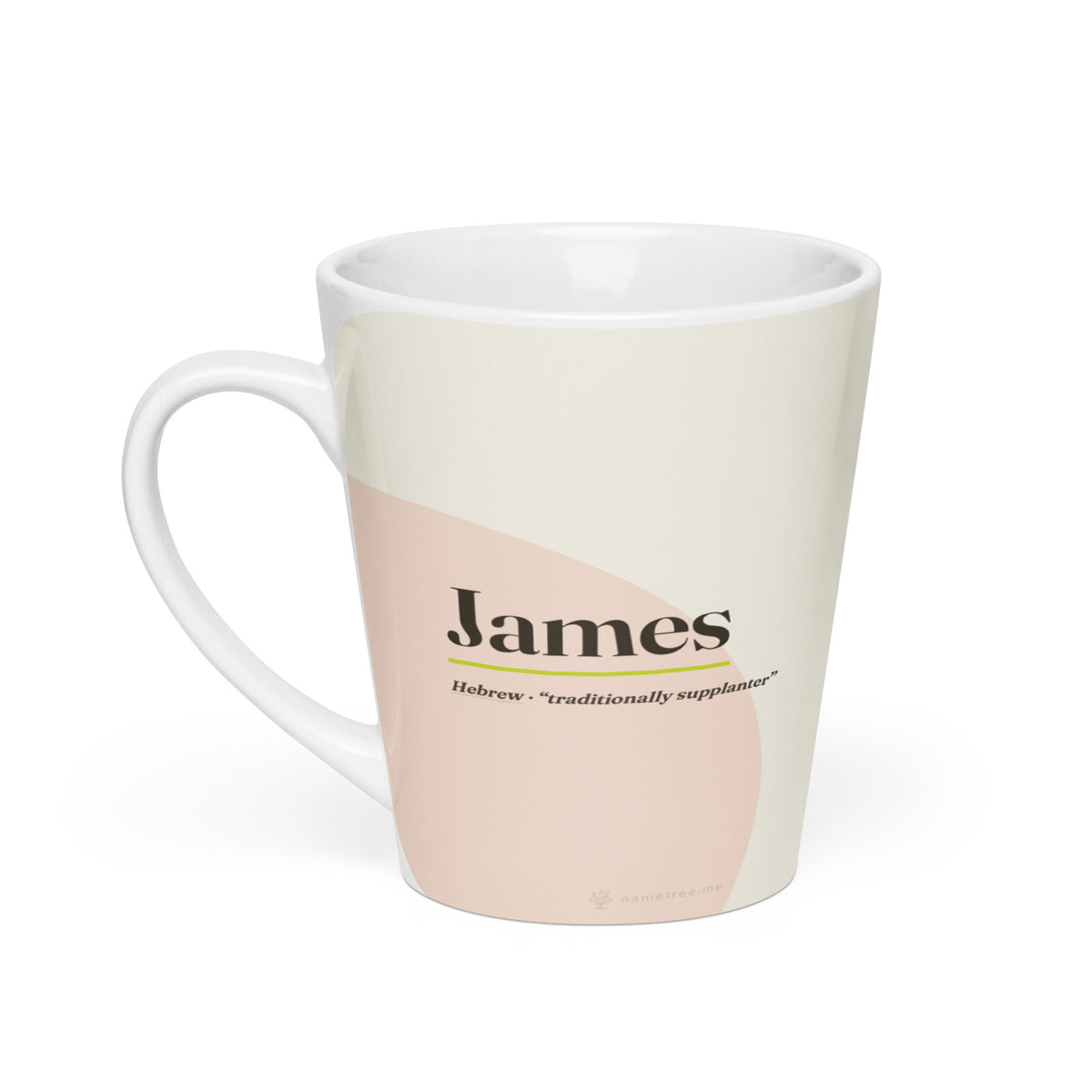 James name latte mug · Hebrew, “traditionally supplanter”, white, default