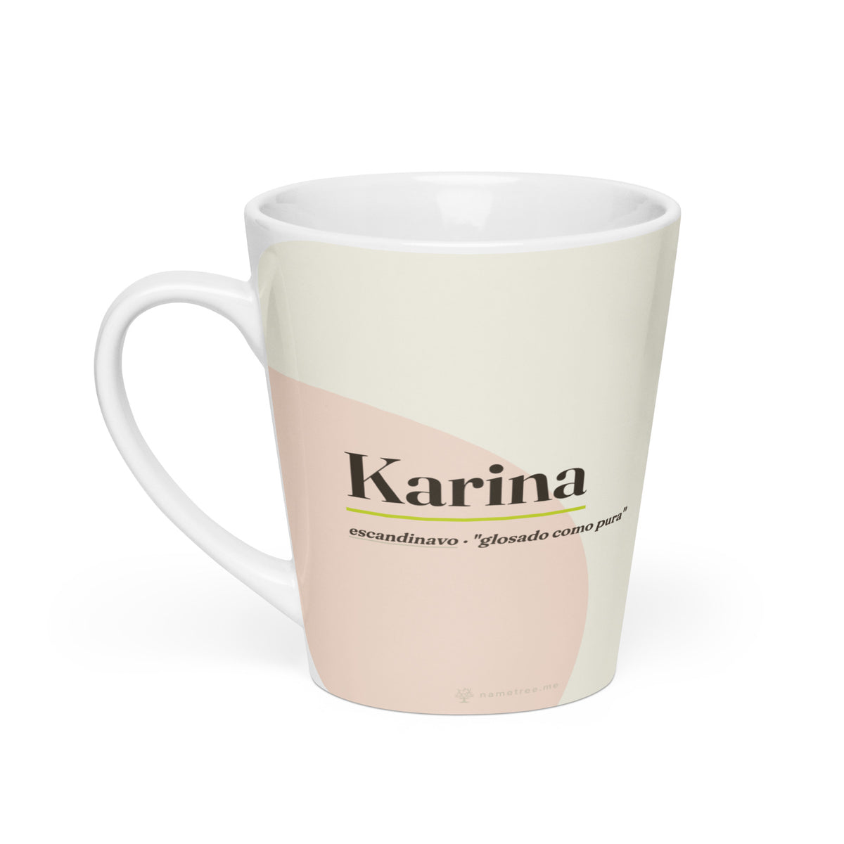Taza latte con el nombre Karina · escandinavo, tradicionalmente "glosado como pura", blanco, vista principal