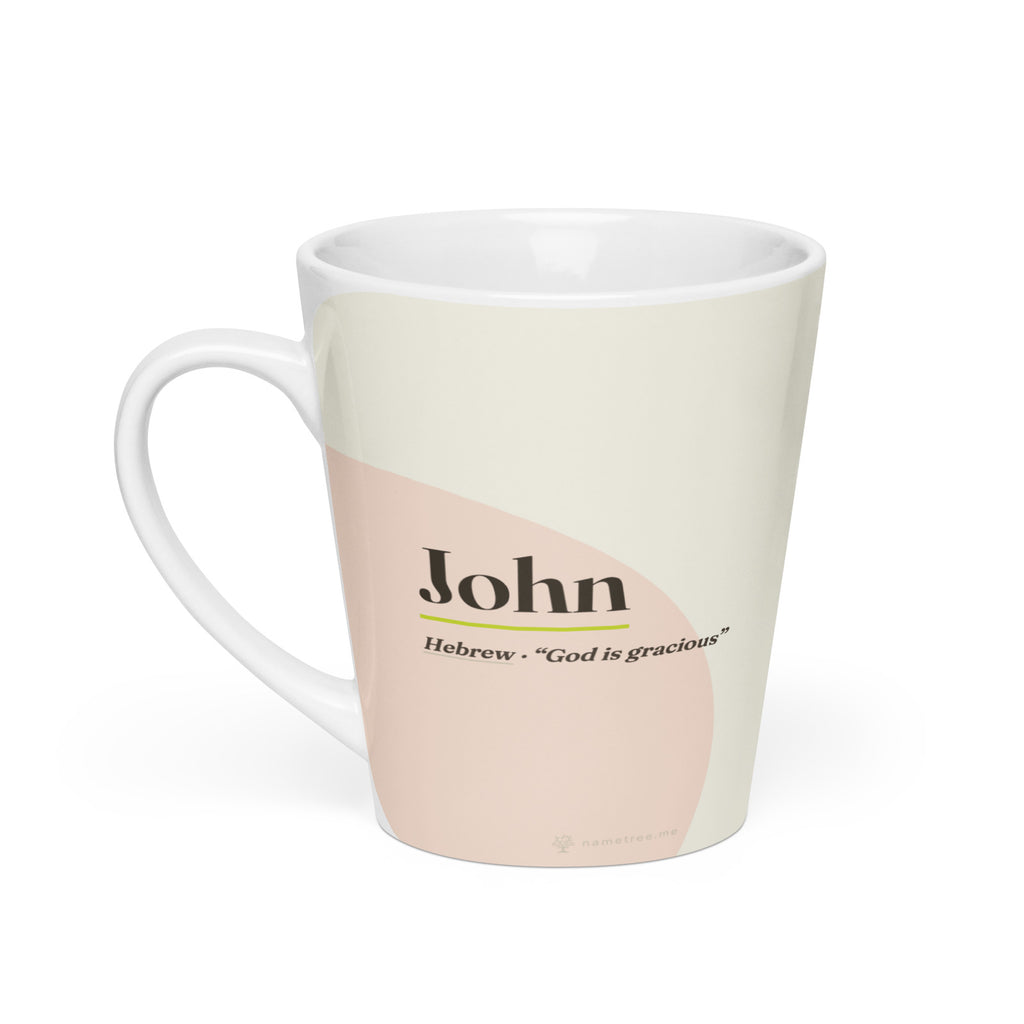 John name latte mug · Hebrew, “God is gracious”, white, default