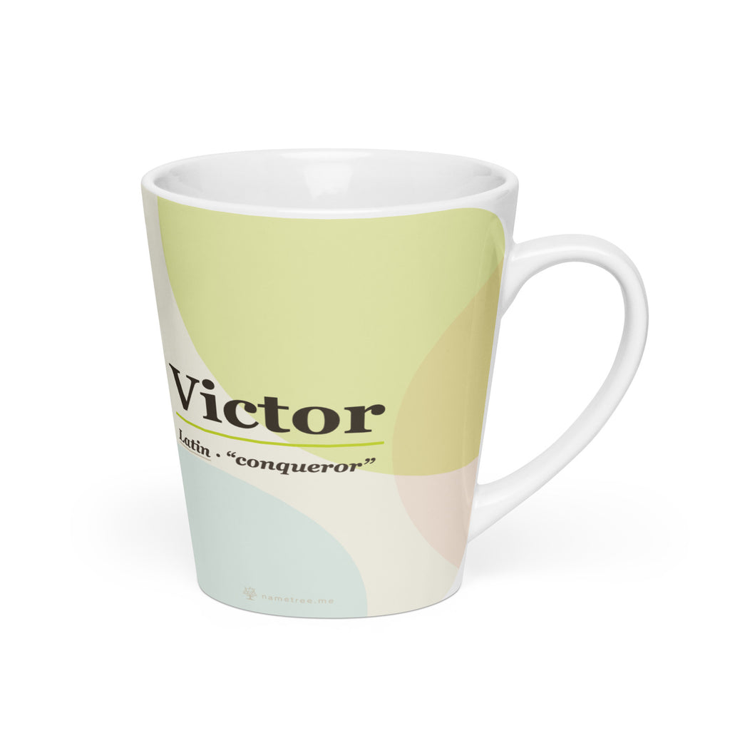 Victor name latte mug · Latin, “conqueror”, white, right