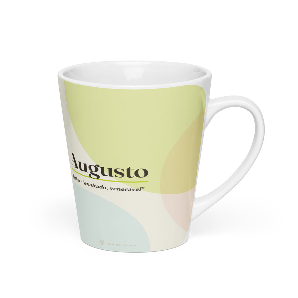 Caneca latte com o nome Augusto · latim, "exaltado, venerável", branco, lado direito