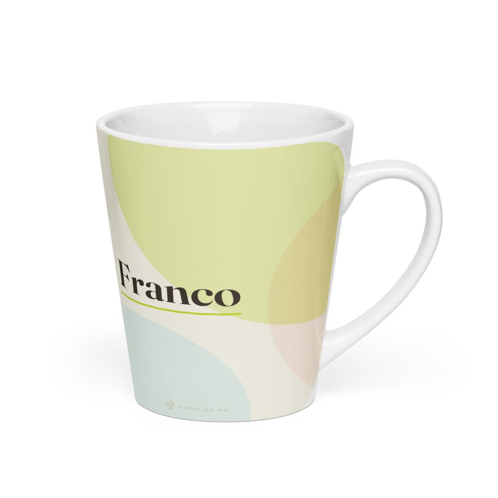 Taza latte con el nombre Franco, blanco, lado derecho