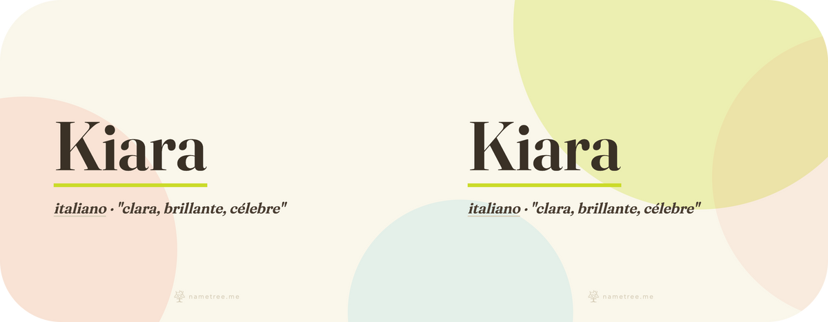 Taza con el nombre Kiara · italiano, "clara, brillante, célebre", blanco