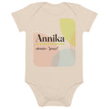Body de bebê com o nome Annika, algodão orgânico natural · alemão, "graça", natural orgânico, frente