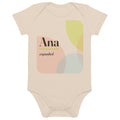 Body de bebê com o nome Ana, algodão orgânico natural · espanhol, natural orgânico, frente