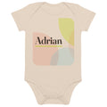 Adrian name bodysuit, organic natural, organic natural, front
