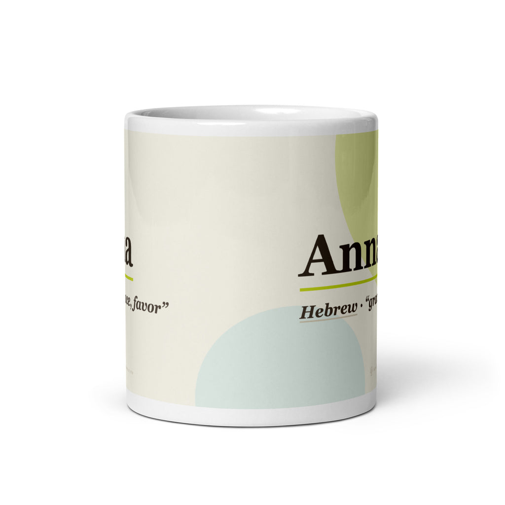 Anna name mug · Hebrew, “grace, favor”, white, front view