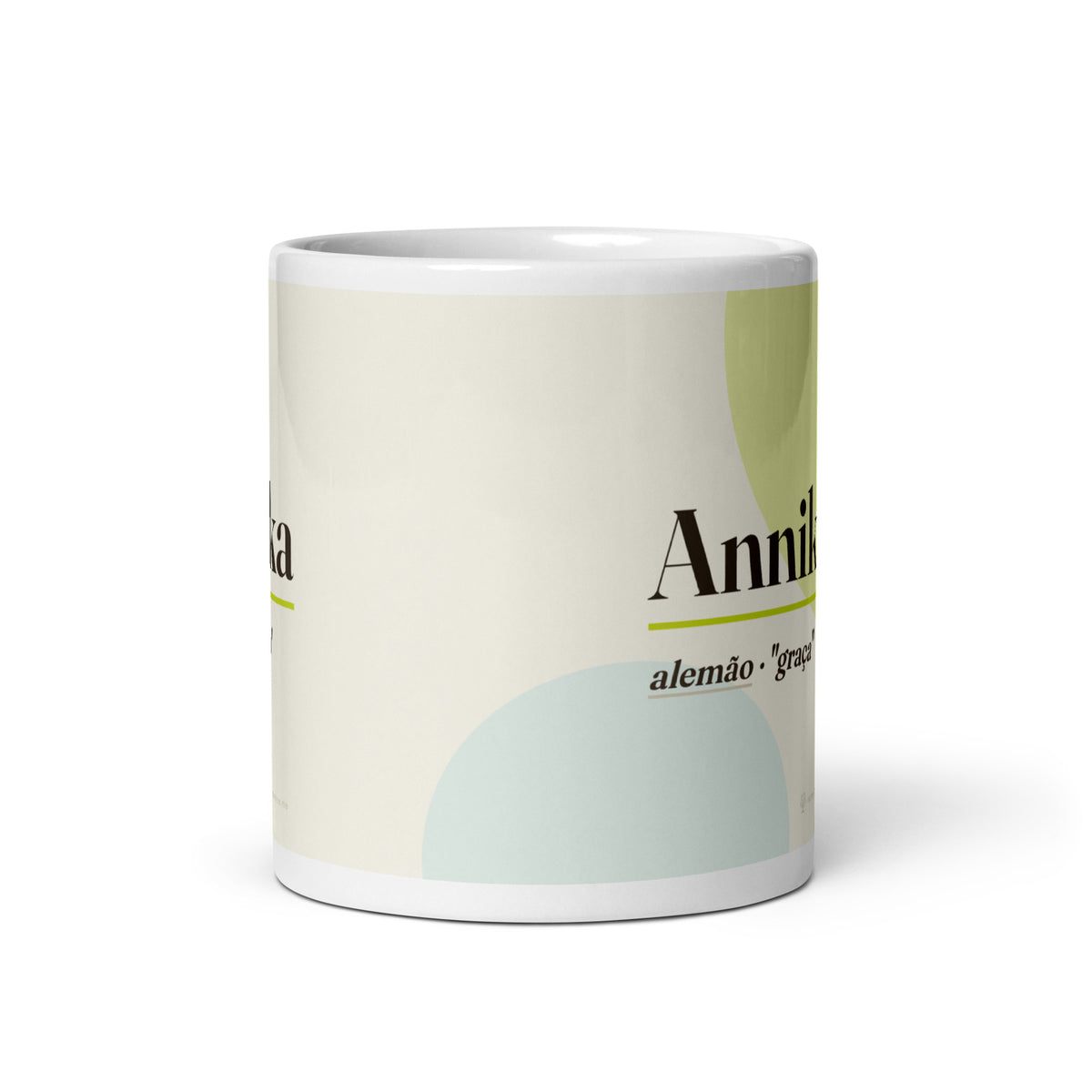Caneca com o nome Annika · alemão, "graça", branco, vista frontal