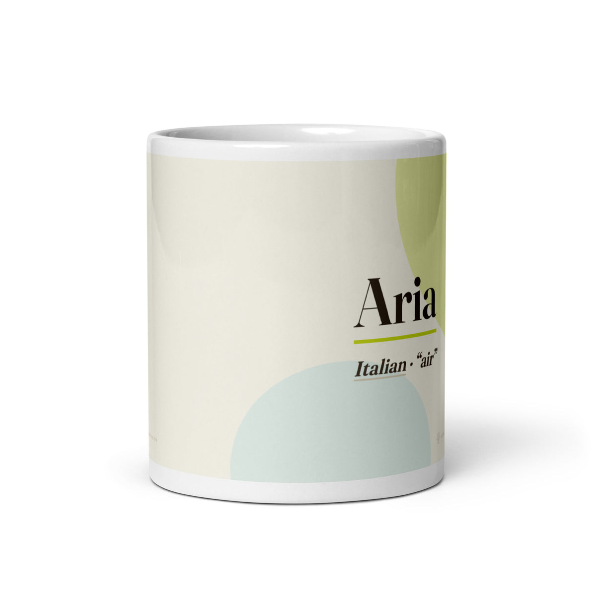 Aria name mug · Italian, “air”, white, front view