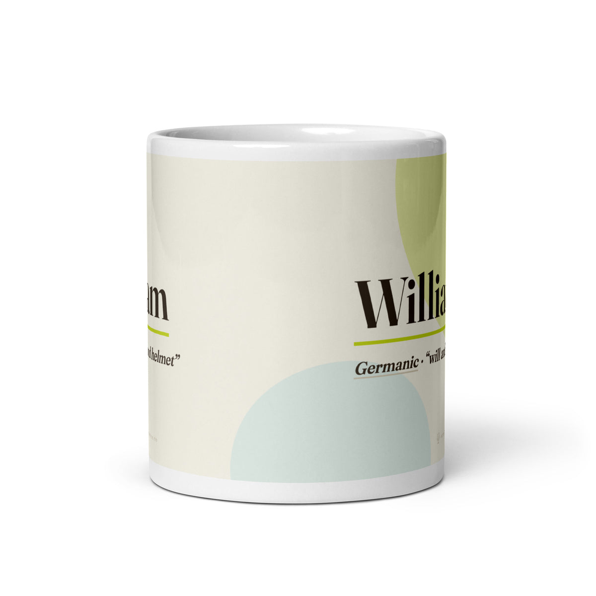William name mug · Germanic, “will and helmet”, white, front view
