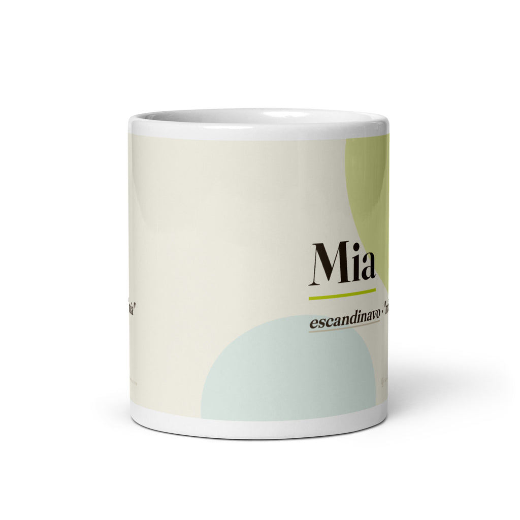 Taza con el nombre Mia · escandinavo, "mía", blanco, vista frontal