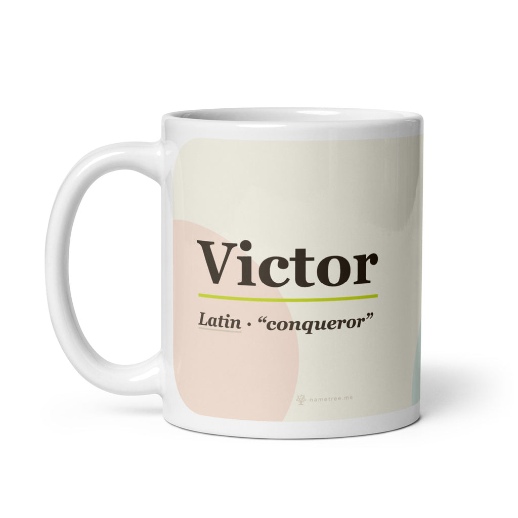 Victor name mug · Latin, “conqueror”, white, handle on left