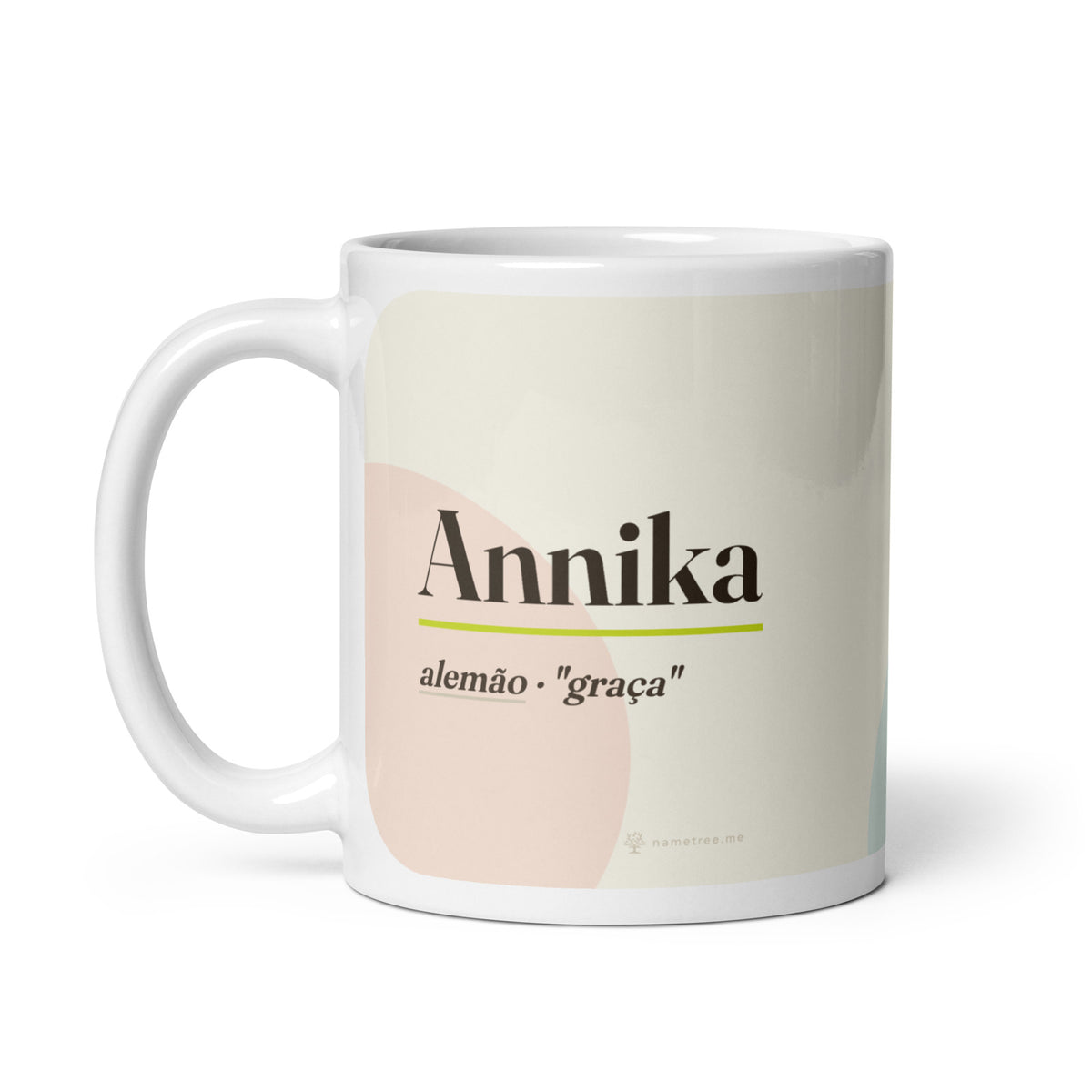 Caneca com o nome Annika · alemão, "graça", branco, alça à esquerda