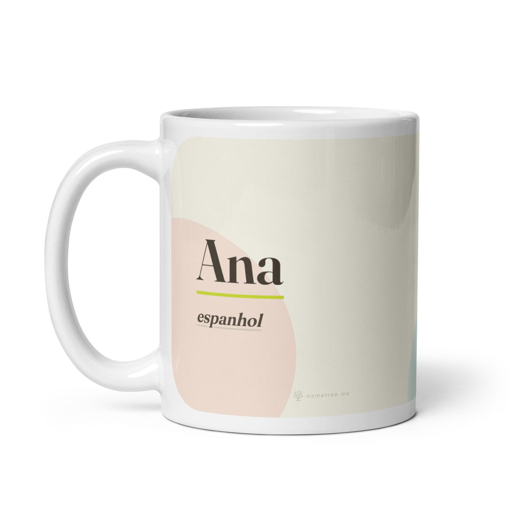 Caneca com o nome Ana · espanhol, branco, alça à esquerda