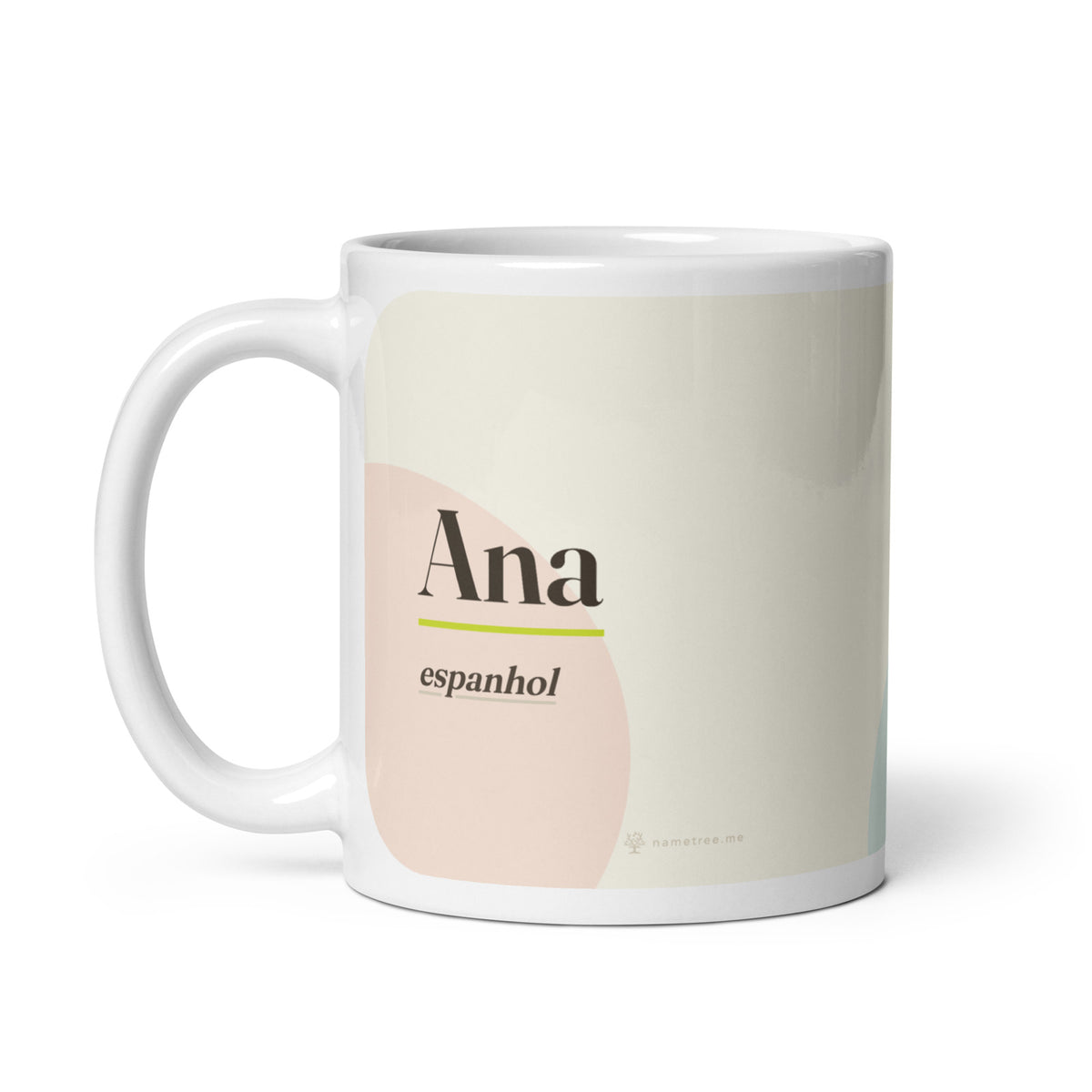 Caneca com o nome Ana · espanhol, branco, alça à esquerda