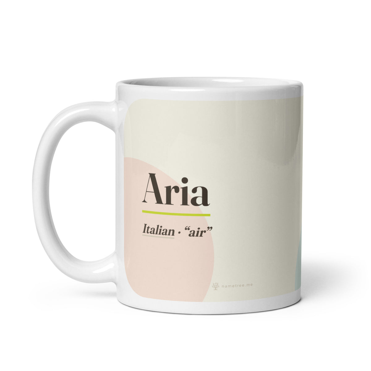 Aria name mug · Italian, “air”, white, handle on left