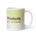 Elizabeth name mug · Hebrew, “God is my oath”, white, default