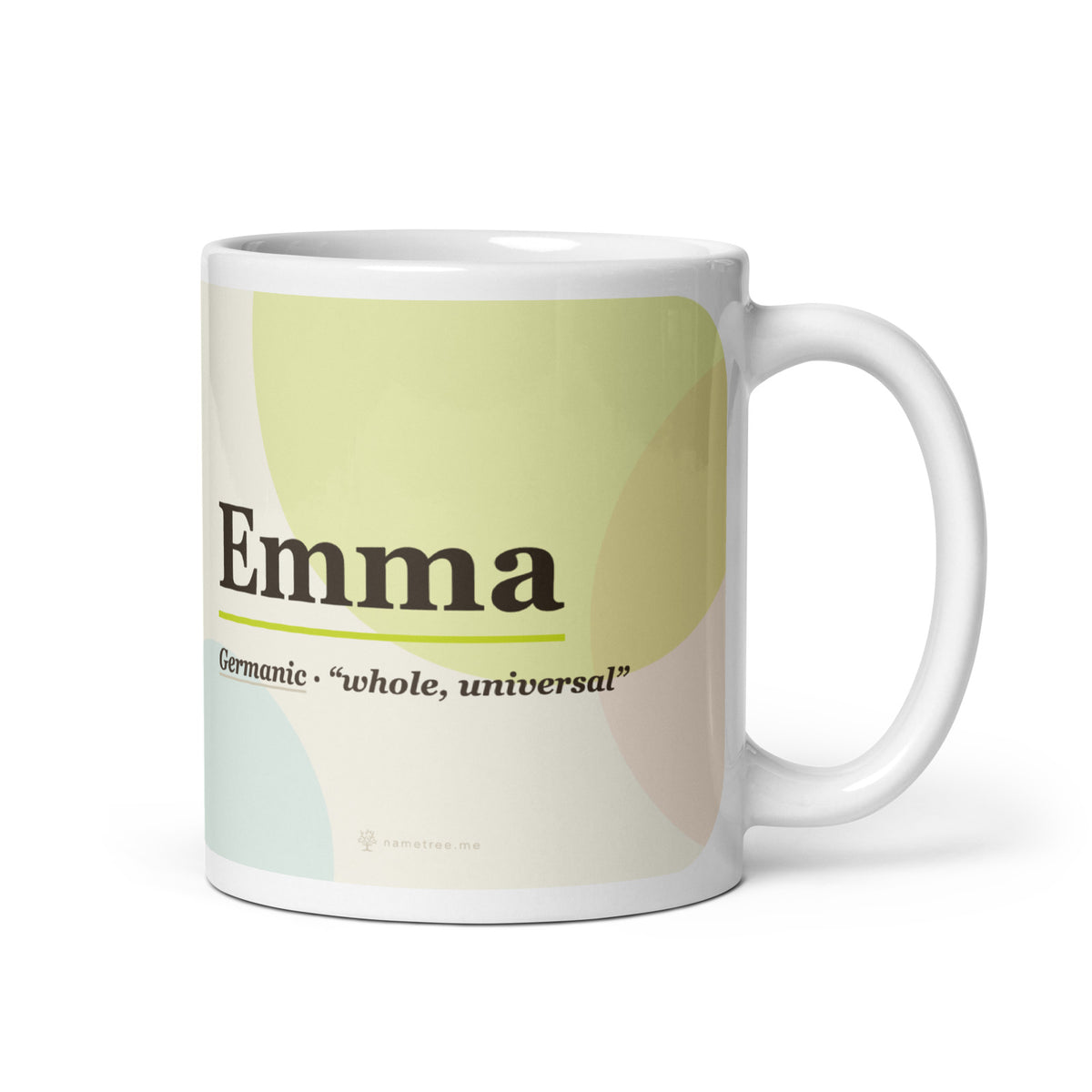 Emma name mug · Germanic, “whole, universal”, white, default