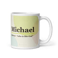 Michael name mug · Hebrew, “who is like God”, white, default