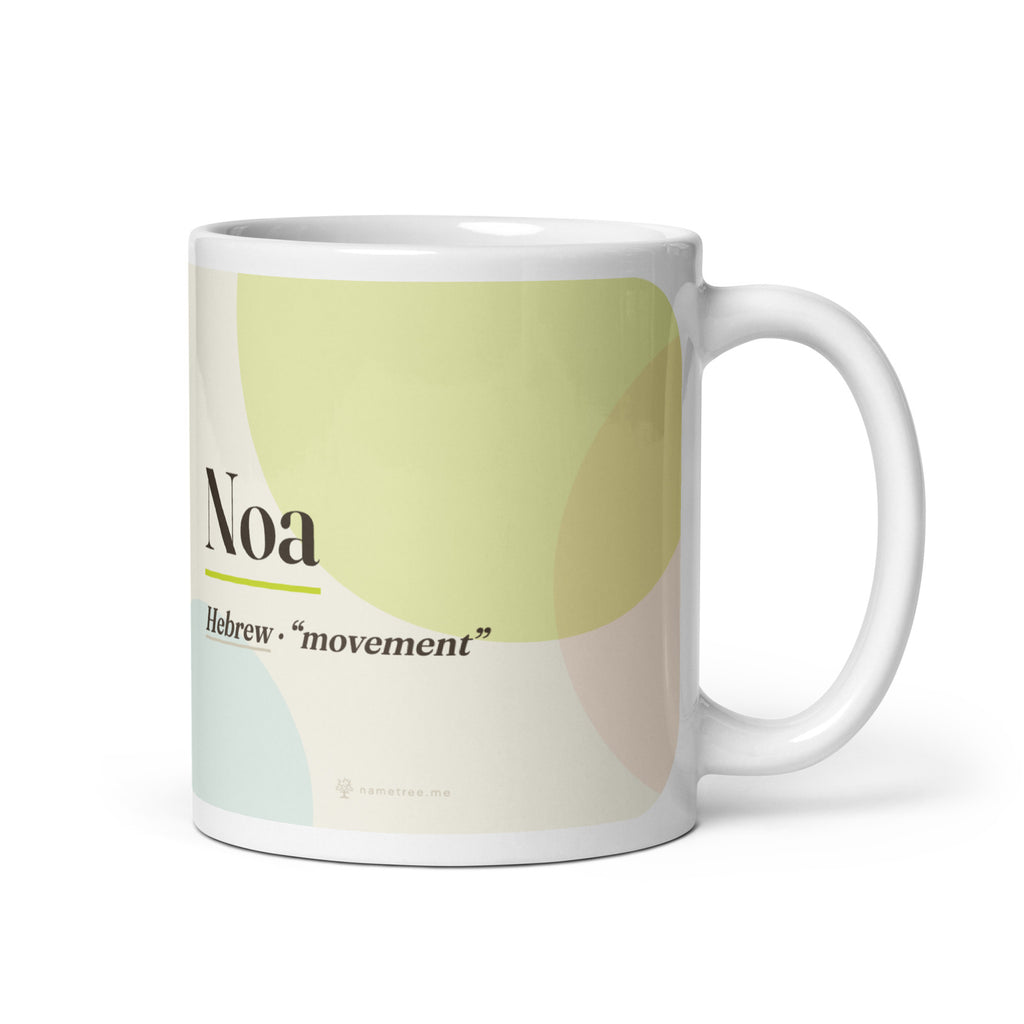 Noa name mug · Hebrew, “movement”, white, default