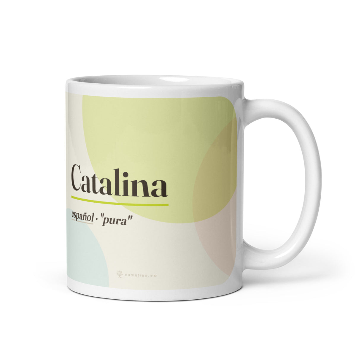 Taza con el nombre Catalina · español, "pura", blanco, vista principal