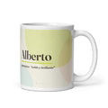 Taza con el nombre Alberto · germánico, "noble y brillante", blanco, vista principal