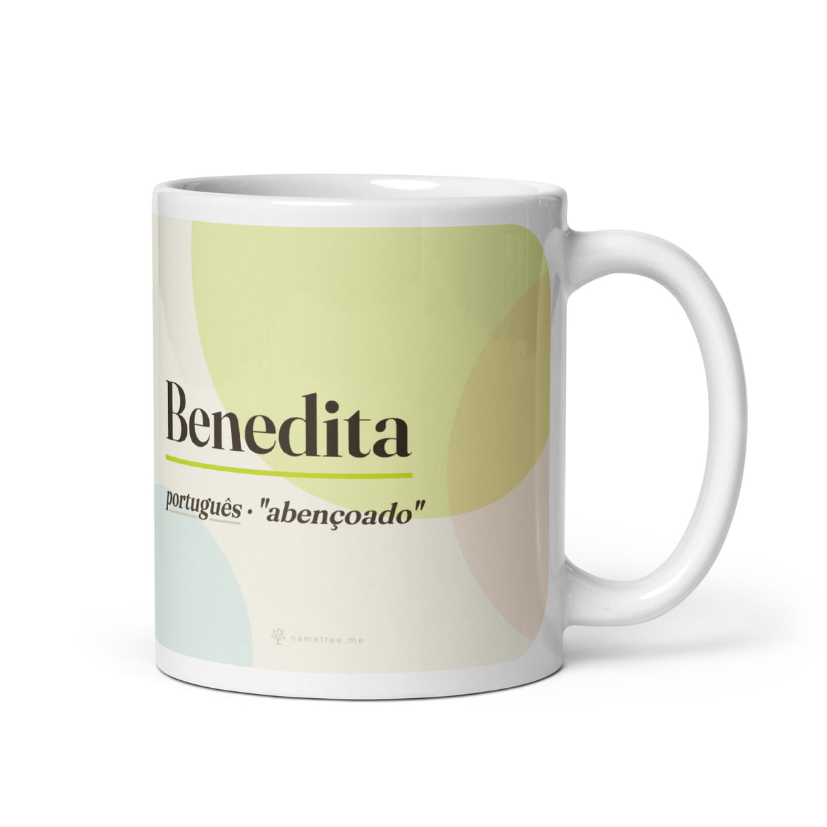 Caneca com o nome Benedita · português, "abençoado", branco, vista principal