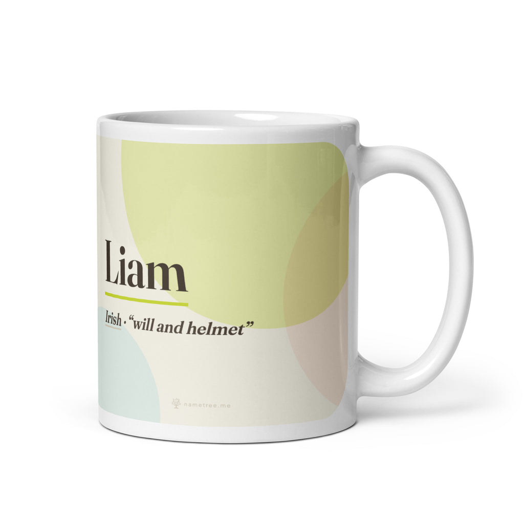Liam name mug · Irish, “will and helmet”, white, default