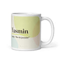 Caneca com o nome Yasmin · árabe, "flor de jasmim", branco, vista principal