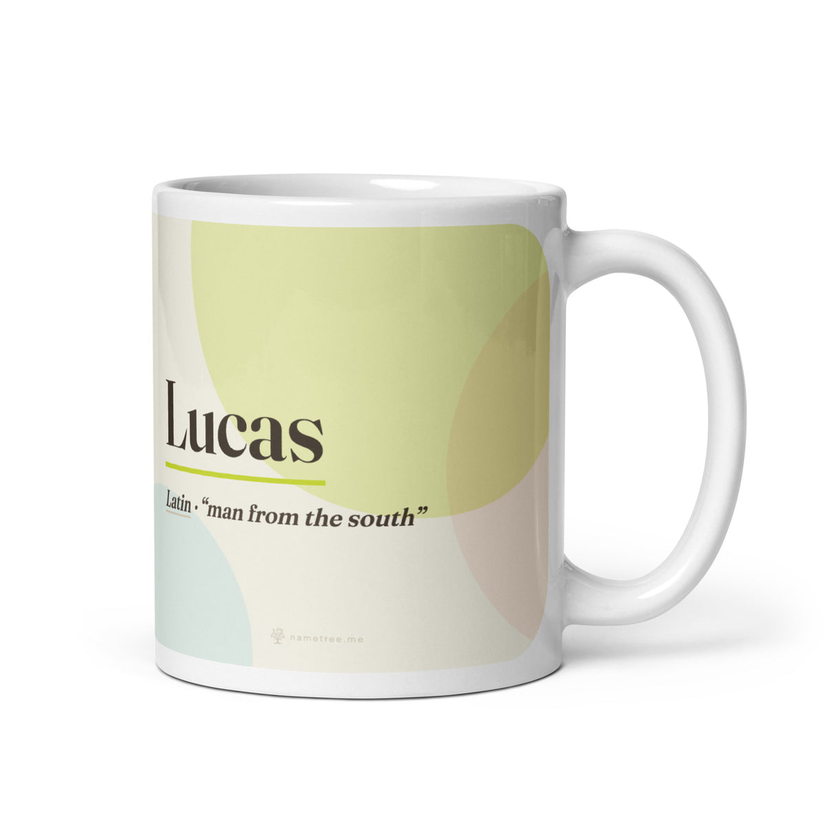 Lucas name mug · Latin, “man from the south”, white, default