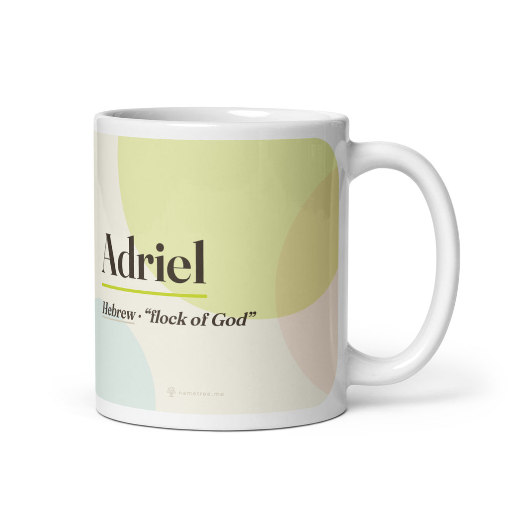Adriel name mug · Hebrew, “flock of God”, white, default