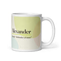 Alexander name mug · Greek, “defender of men”, white, default