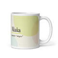 Taza con el nombre Alaia · español, "alegre", blanco, vista principal