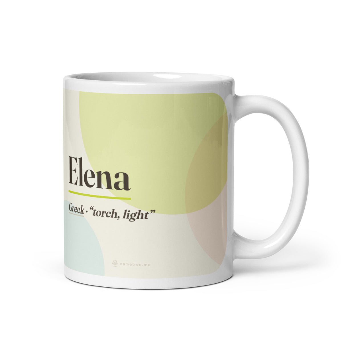 Elena name mug · Greek, “torch, light”, white, default