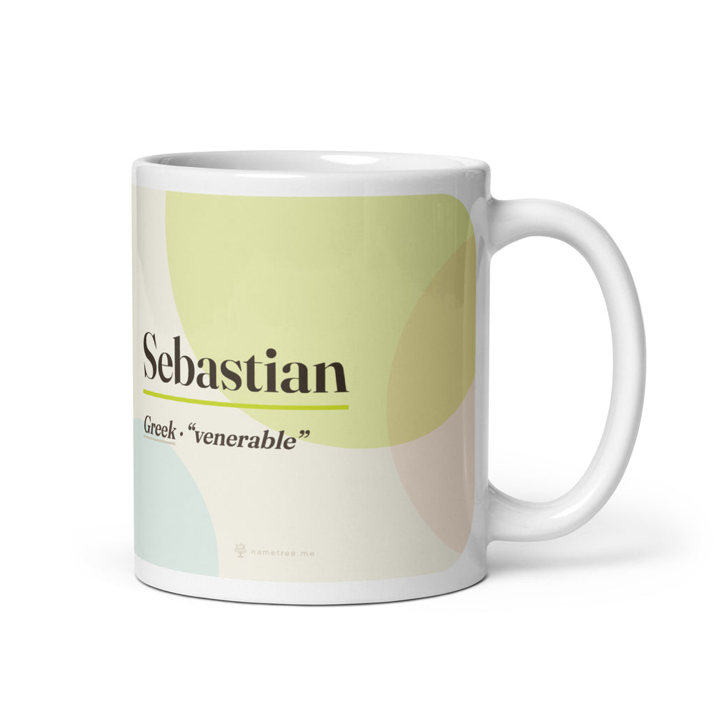 Sebastian name mug · Greek, “venerable”, white, default