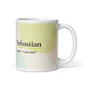 Sebastian name mug · Greek, “venerable”, white, default