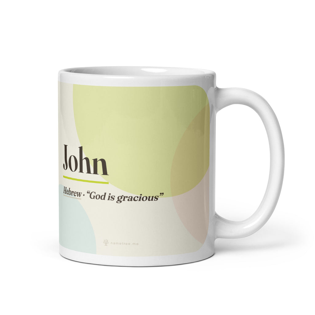 John name mug · Hebrew, “God is gracious”, white, default