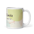 Taza Lucía con su curva de popularidad · español, "luz", blanco, vista principal